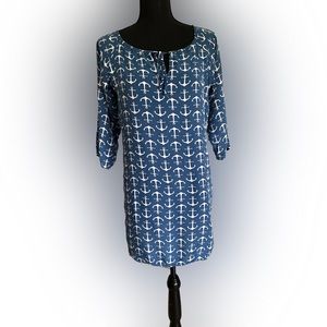 Tybee Island  Womens Beach Cover Up Dress Tunic Top Size small blue white anchor